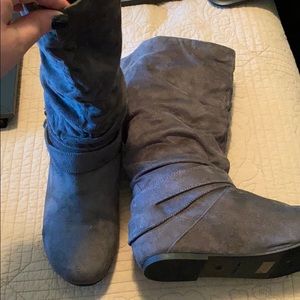 Calf high grey boots